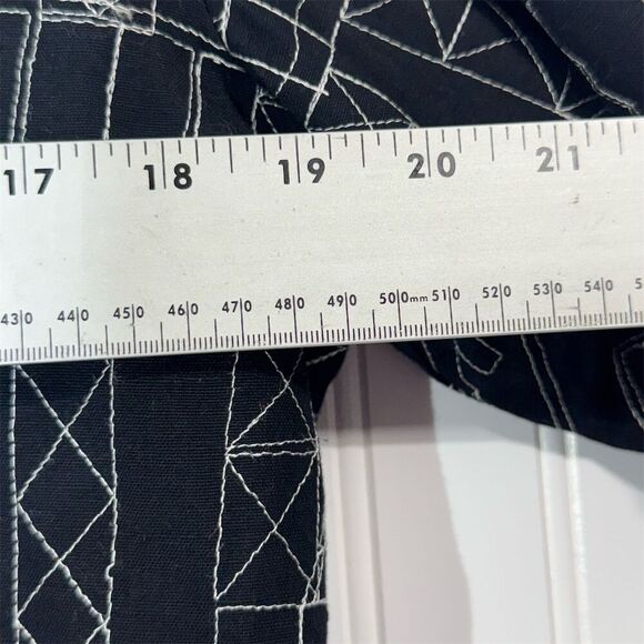 Mirasol M Floral Embroidered Jacket Black Cotton Linen Boho Artsy Button Shirt - Picture 5 of 9